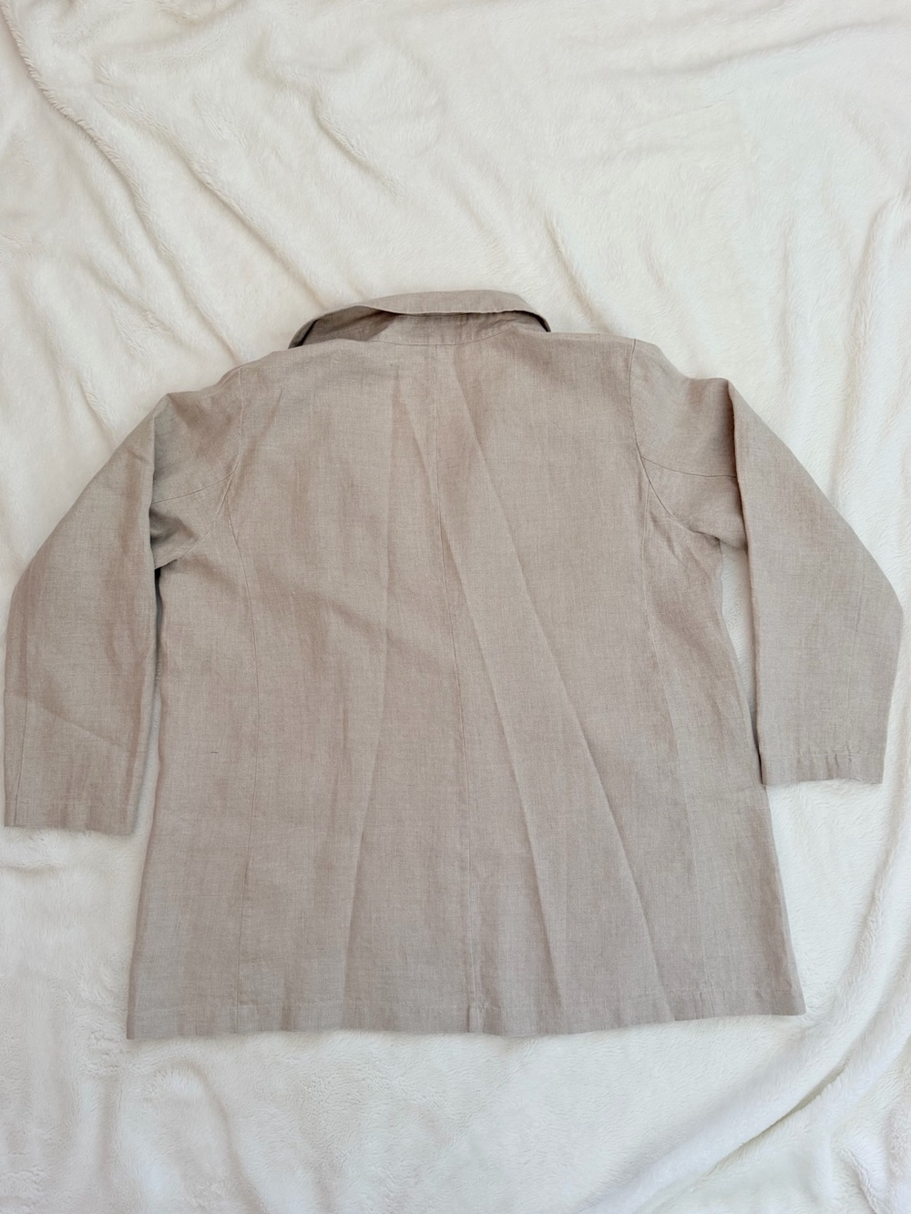 Eileen Fisher Organic Linen Long Blazer Jacket - Color Flax - Size Large - Picture 14 of 14